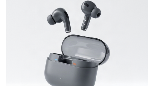 BudsPro 3 earbuds floating above charging case