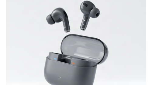 BudsPro 3 earbuds floating above charging case